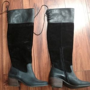 Lucky Brand Black Leather Thigh High Boots